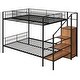 preview thumbnail 13 of 16, Twin over Full Metal Bunk Bed with Wire Shelving & Lateral Storage Ladder and Wardrobe, White