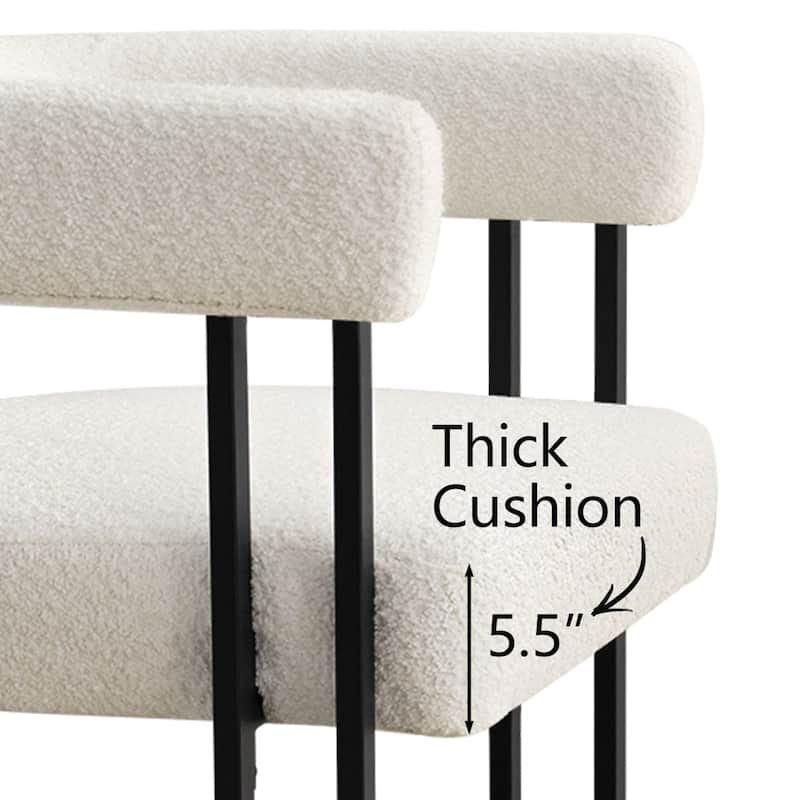 Boucle Upholstered Counter Stool with Arms(Set of 2)