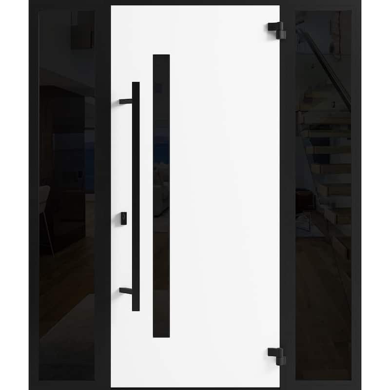 Front Exterior Prehung Steel Door Ronex 0162 Red Oak Entry Metal Painted W36xH80 Left hand Inswing