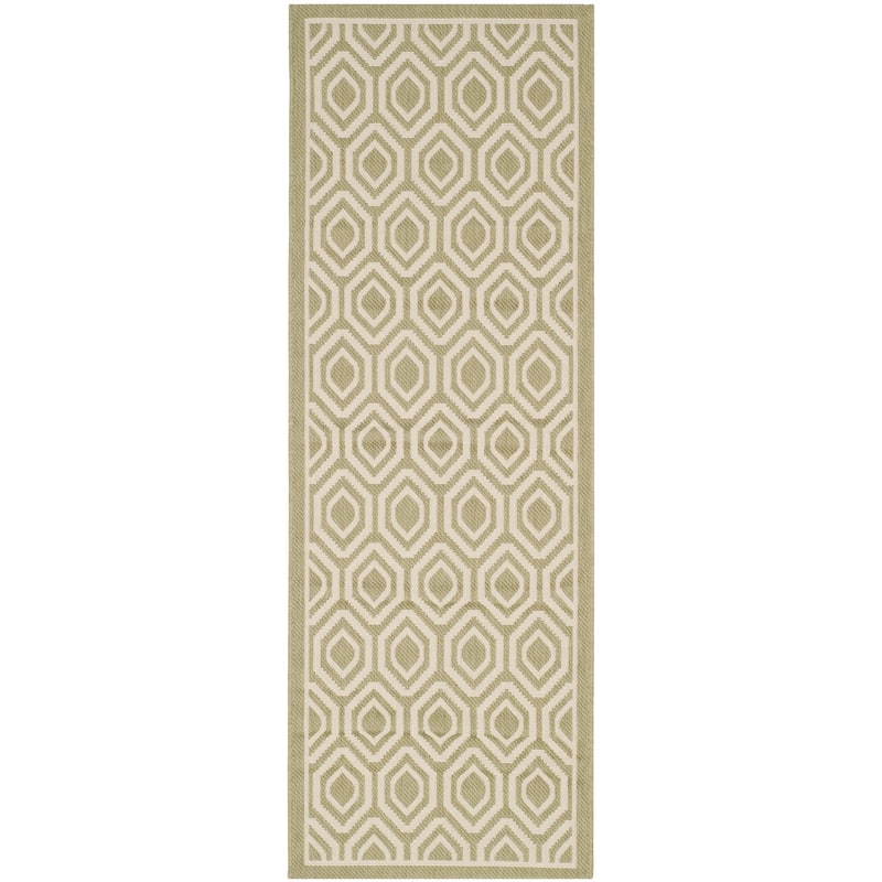 SAFAVIEH Courtyard Carolee Indoor/ Outdoor Patio Backyard Rug - 2'3" x 6'7" Runner - Green/Beige