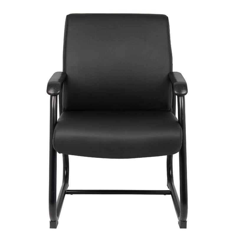 Guest Armchair, Black Antimicrobial Vinyl, Sled Base Frame