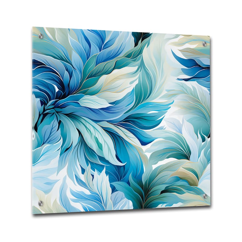 Designart "Oceanic Mirage Tropical Pattern" Coastal Gloss Wall Decor Blue - Tropical Acrylic Wall Art For Dinning Room
