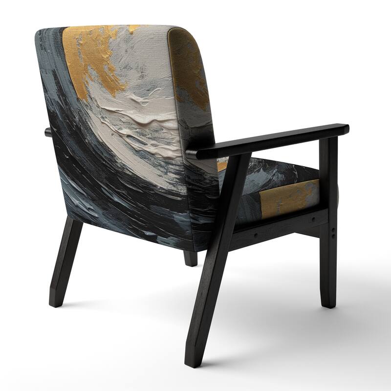 Designart "Gold and Black Vibrant Spirals" Upholstered Abstract Spirals Accent Chair and Modern & Contemporary Arm Chair