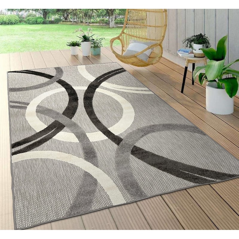 World Rug Gallery Contemporary Circular Indoor/Outdoor Area Rug