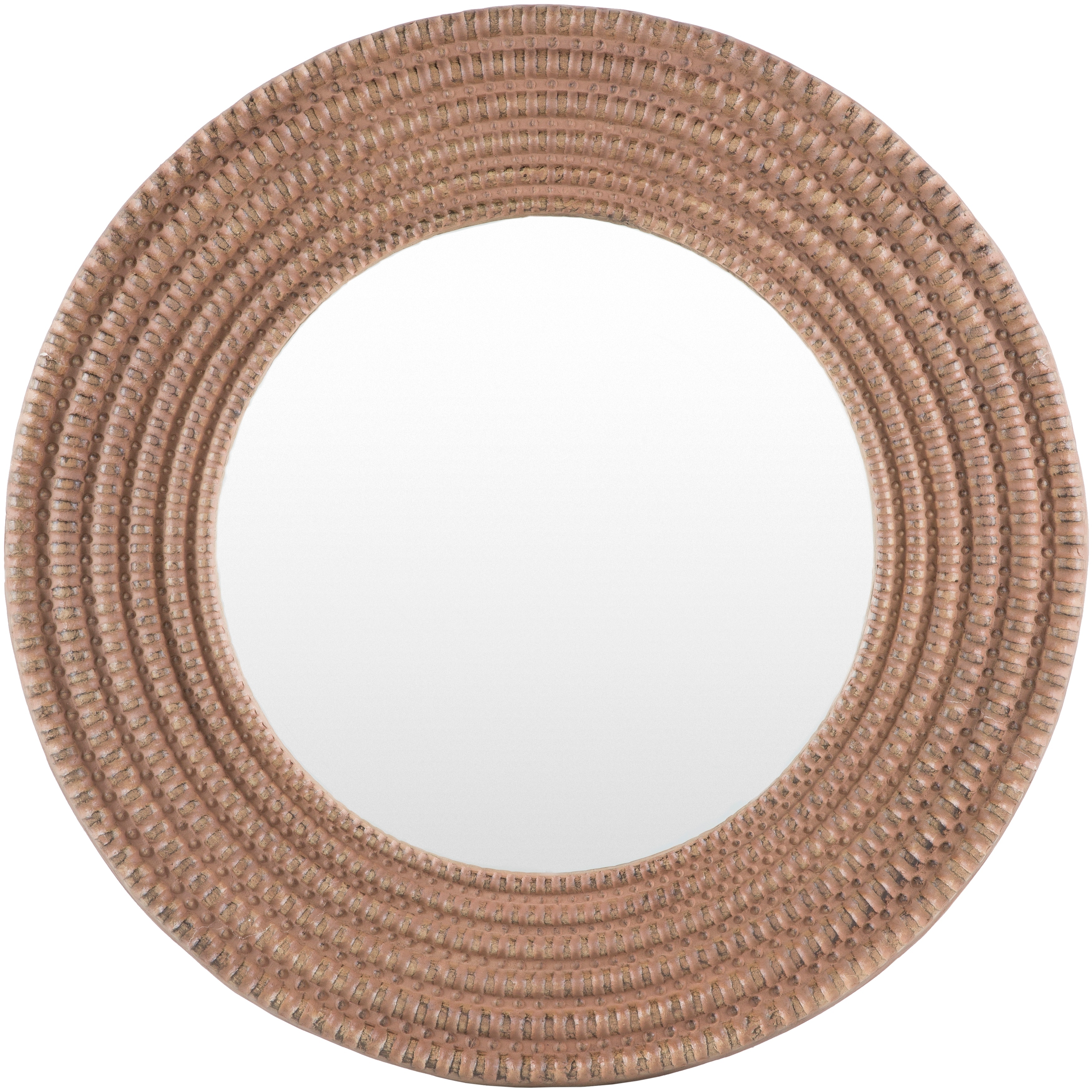 Jolie Distressed Farmhouse Round Mirror - 28"H x 28"W
