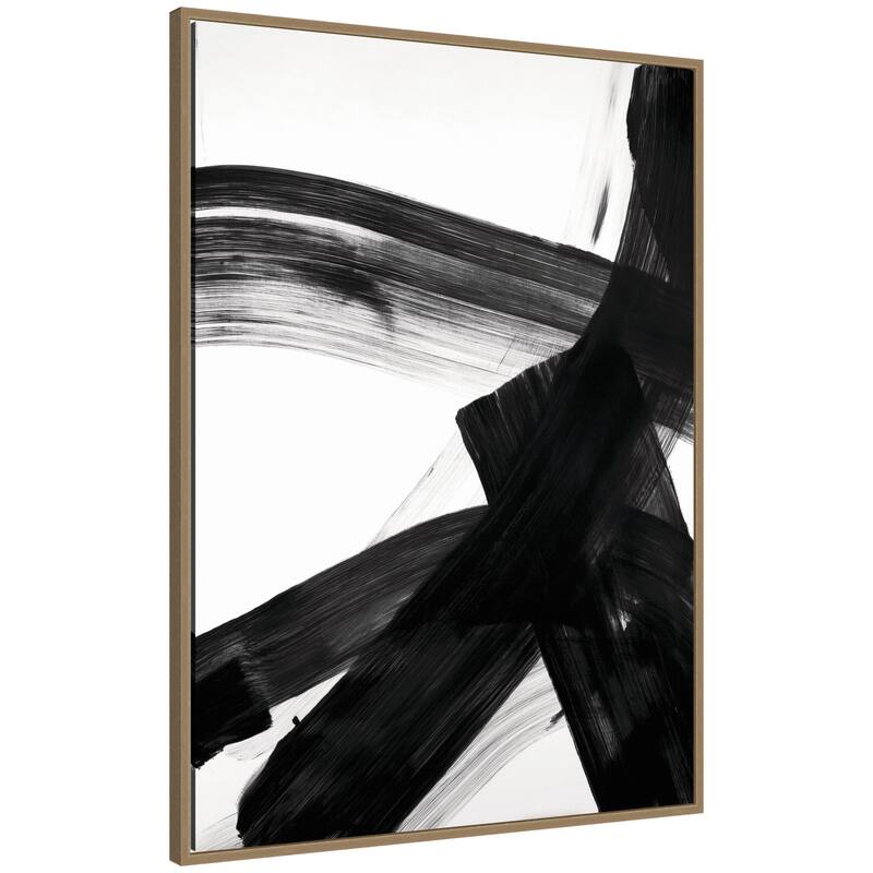 Kate and Laurel Black Mark No. 2 by Amy Lighthall Framed Canvas Wall Art Print - 28x38 - Gold