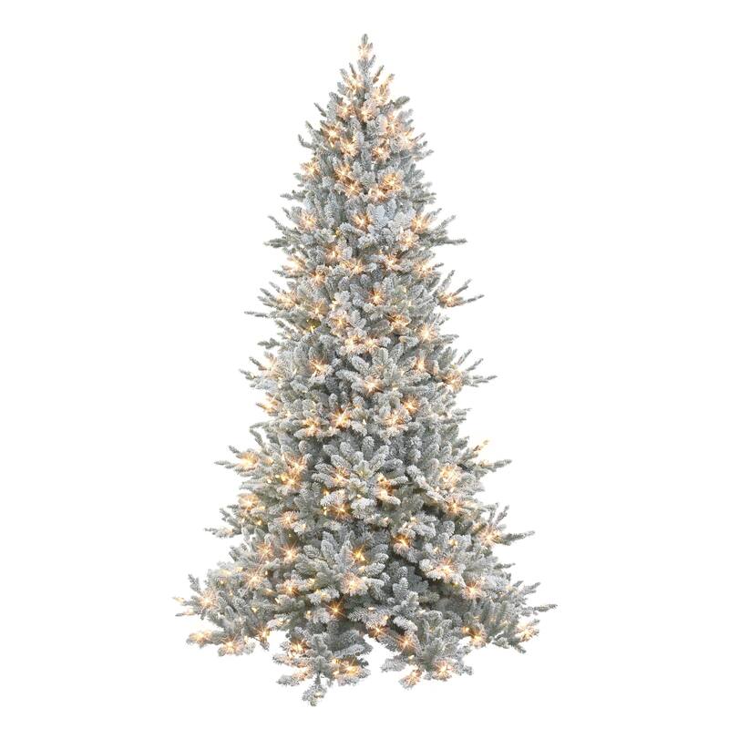 Puleo International 7.5 ft. Pre-lit Flocked Royal Majestic Douglas Fir Downswept Tree