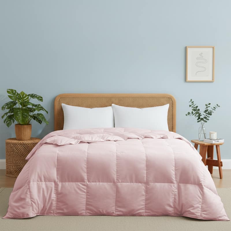Lightweight Premium White Goose Feather Down Comforter Duvet Insert - Twin - Lightweight Pink