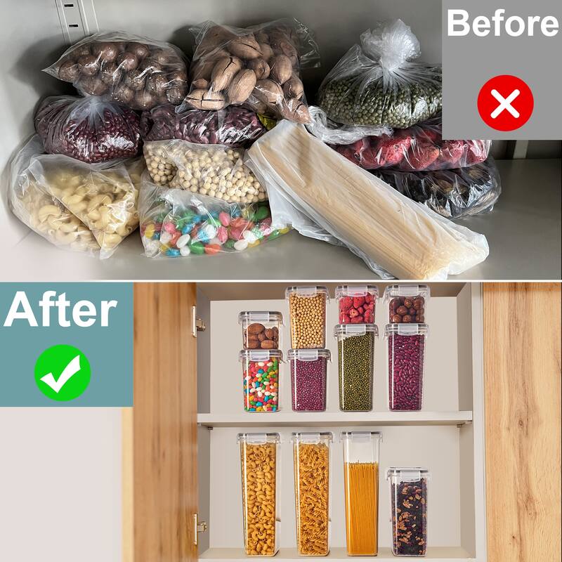 Sorbus Airtight Food Storage Containers with Labels, Marker & Measuring Spoons Kitchen Pantry Food Organizer - 24 Pack