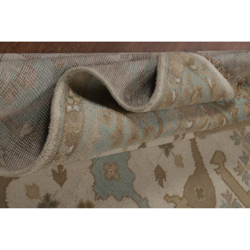 Transitional Oushak Indian Area Rug Hand-Knotted Wool Carpet - 7'10" x 9'10"