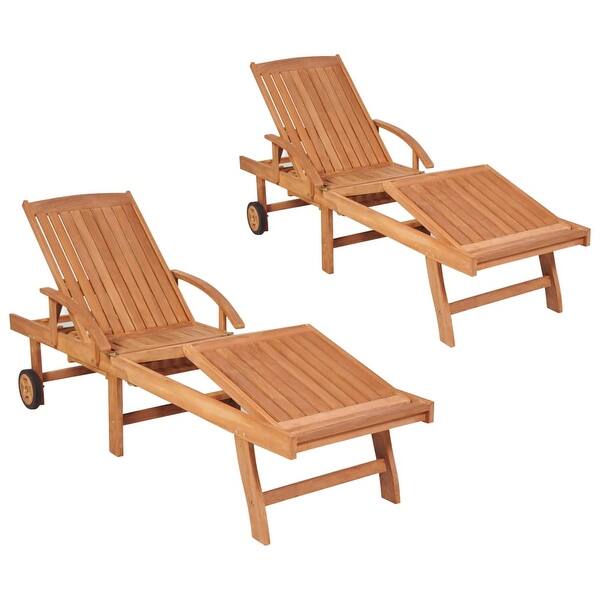 Shop Vidaxl Sun Loungers 2 Pcs Solid Teak Wood Overstock 29166167