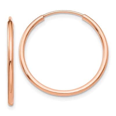 Curata 14k Rose Gold Polished Endless Tube 1.5x23mm Hoop Earrings