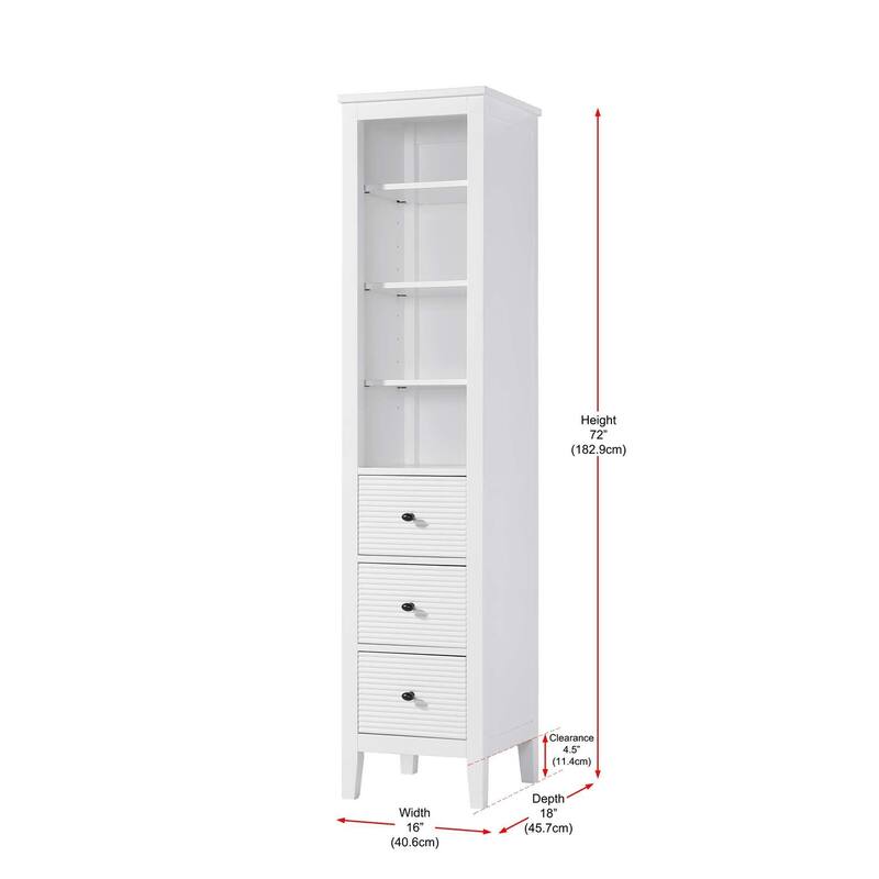 Kensington 16-28 Inch Open Shelving Bath Storage Cabinet