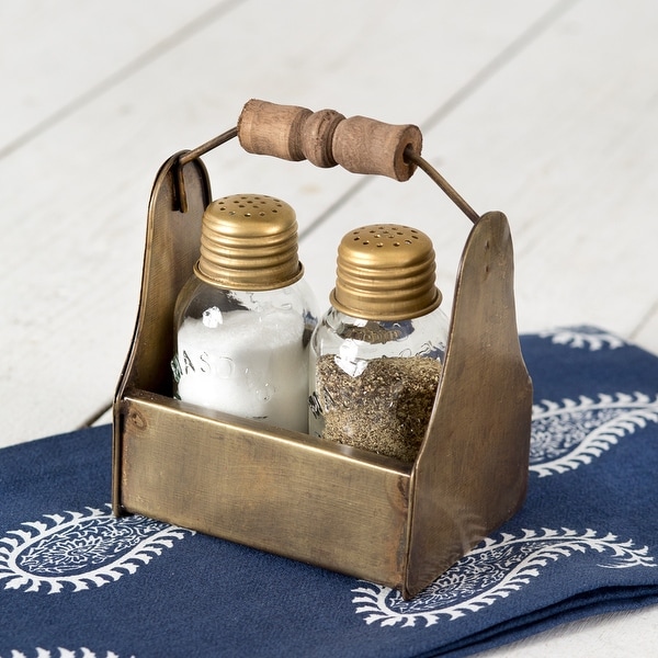 Tiny Toolbox Salt and Pepper Caddy - Antique Brass - Pack of 2