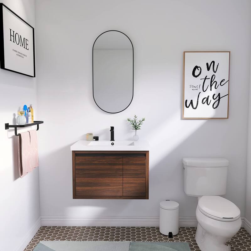 Beingnext 24"/30"/48" Bathroom Vanity with Sink, Floating Bathroom Vanity With Soft Close Door