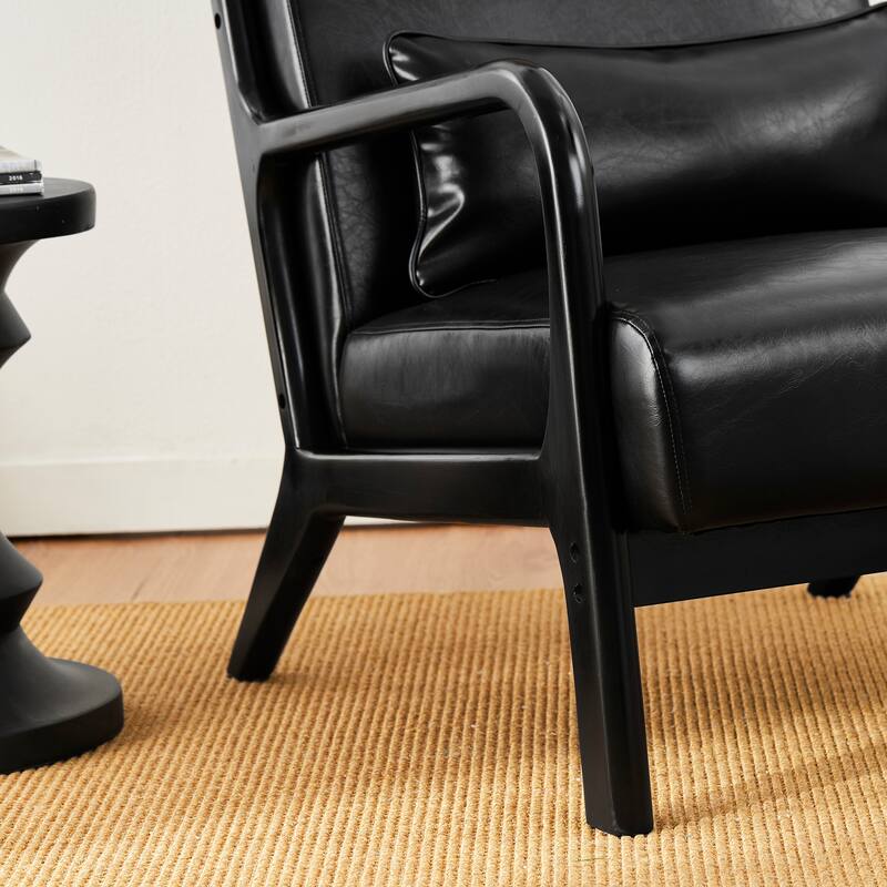 Glitzhome Set of 2 30.75"H Mid-Century Modern PU Leather Accent Chairs with Cushion - 25.75"W x 33.75"D x 30.75"H