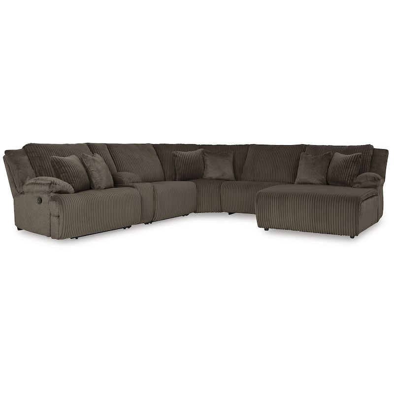 Signature Design by Ashley Top Tier Brown 6-Piece Reclining Sectional with Chaise - 147"W x 134"D x 41"H
