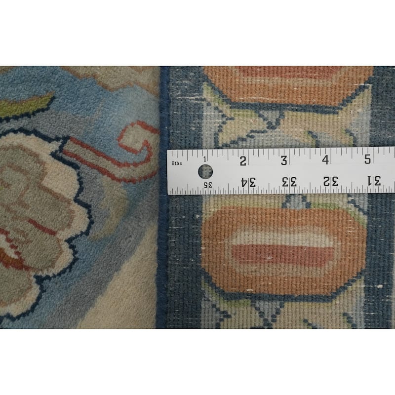 Hand-knotted Traditional Wool Beige Geometric Oriental Area Rug - 13' 8'' X 9' 10''