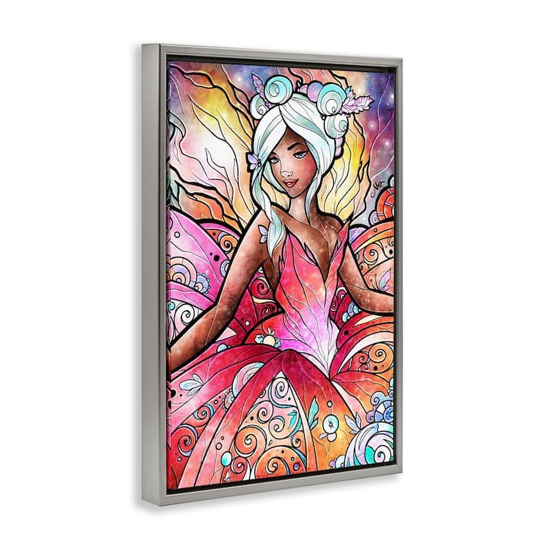 Stupell Pastel Nouveau Fairy Framed Floater Canvas Wall Art Design By Mandie Manzano
