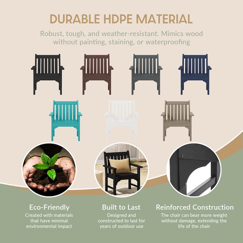 Polytrends Laguna Outdoor Patio Garden Arm Chair Set with Side Table