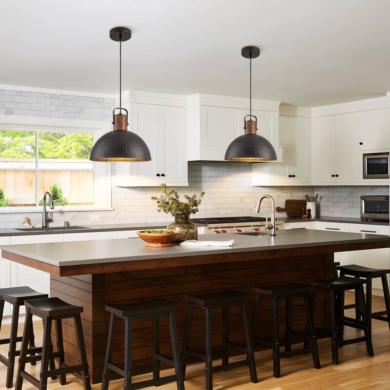 Starsky Modern 11.81in./15.75in.Dome Pendant Light with Hammered Shade