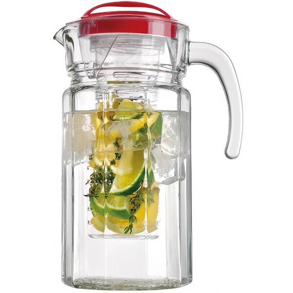 Palais Glassware Paneled Clear Glass Pitcher - Fruit Infusion Pitcher - Holds 64 Ounces