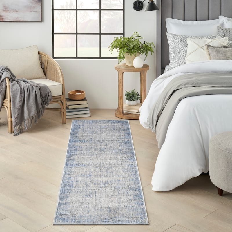 Nourison Modern Abstract Indoor only Blue Abstract Area Rug