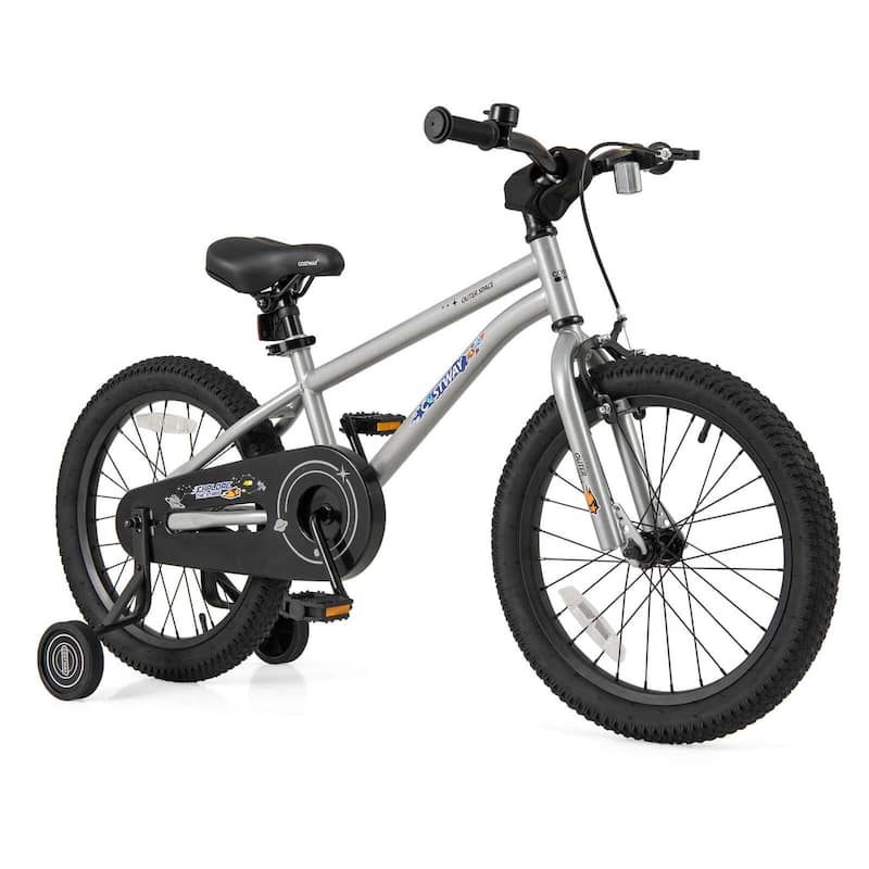 Costway 14/16/18-Inch Kid’s Bike for 4-7 Years Old with Adjustable - See Details - Silver-18-Inch