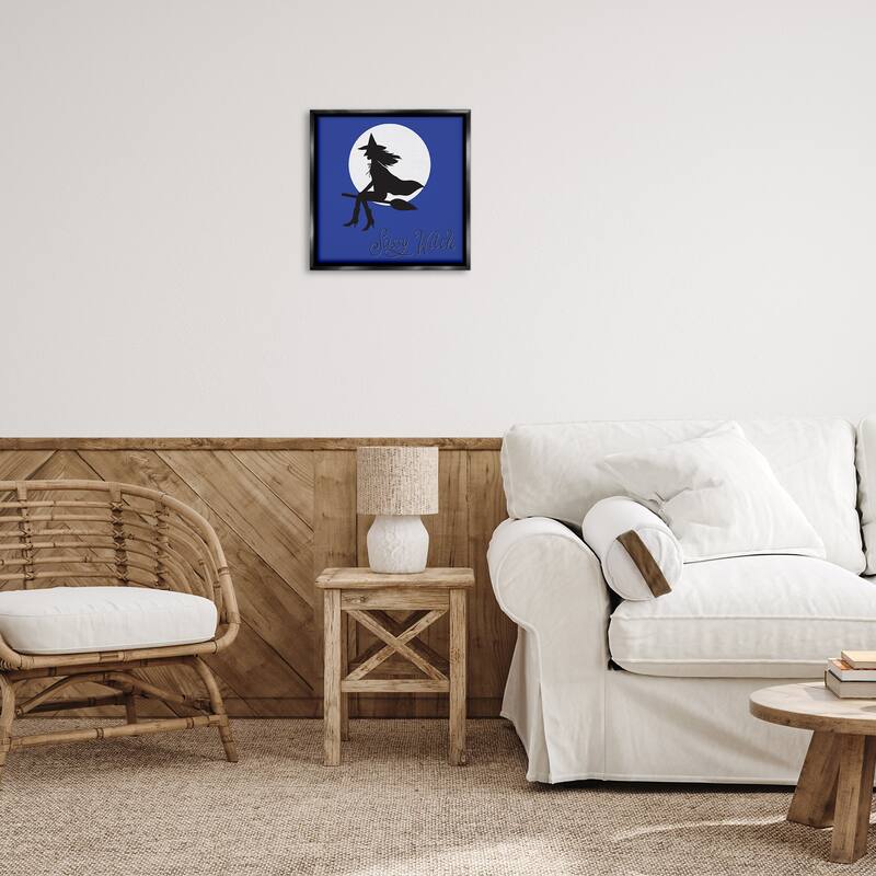 Stupell Sassy Witch & Full Moon Framed Floater Canvas Wall Art Design By Sazerelli Designs