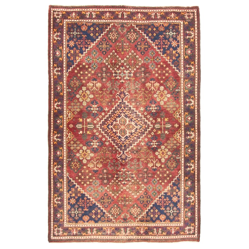 ECARPETGALLERY Hand-knotted Kayseri Burgundy Wool Rug - 4'2 x 6'9