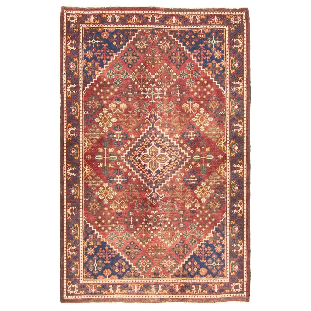 ECARPETGALLERY Hand-knotted Kayseri Burgundy Wool Rug - 4'2 x 6'9
