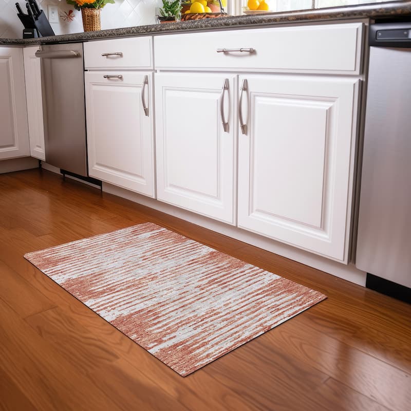 Premium Washable Super Soft Modern Scratches Mayfield Rug - Coral - 1'8" x 2'6"