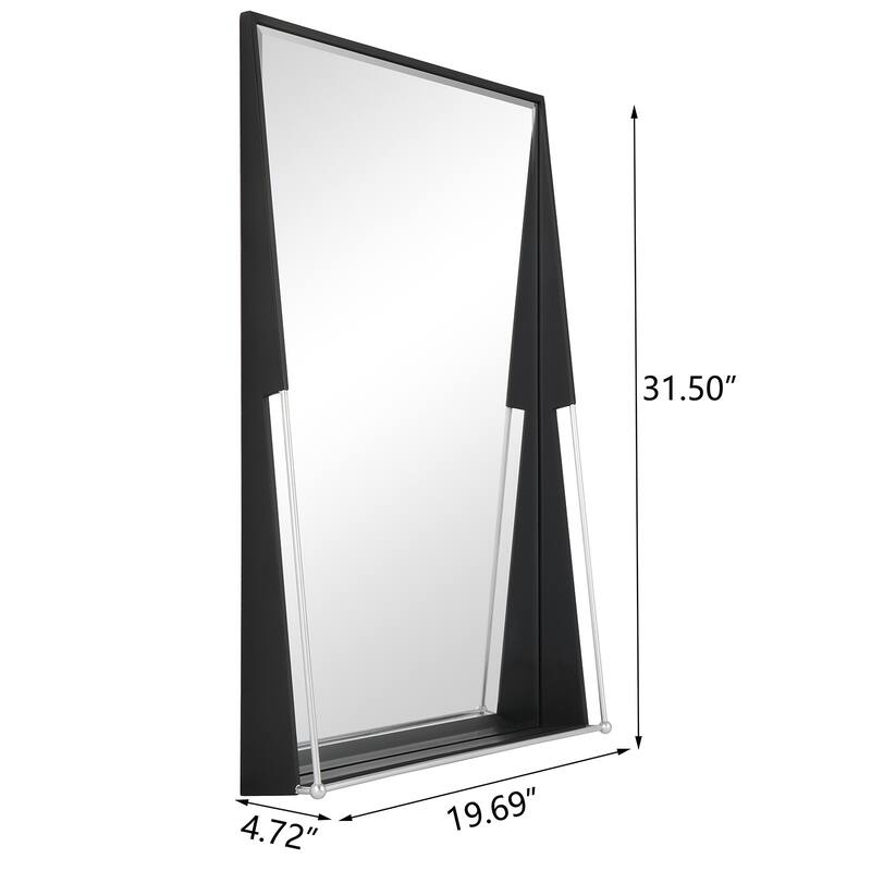 MacLuu Rectangular Industrial Metal Framed Decorative Wall Mirror - Black - 31.5" W x 19.69" H x 4.72" D