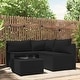 preview thumbnail 6 of 100, vidaXL Patio Corner Sofa with Cushions Black/Brown/Gray Poly Rattan 24.8" x 24.8" x 22.6" 4-Piece - Black