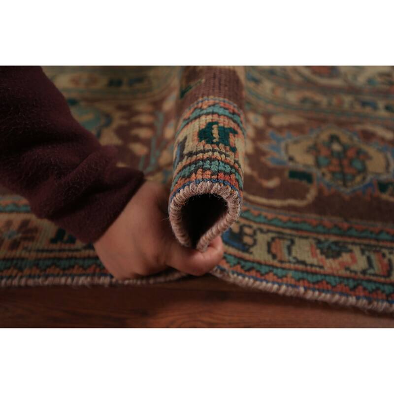 Tabriz Persian Vintage Area Rug Handmade Bedroom Brown Wool Carpet - 8'3" x 11'5"