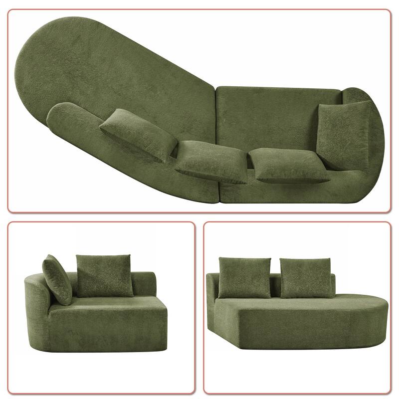 Modern 2-Seater Frame-Free Compressed Polyester Upholstered Sectional Sofa