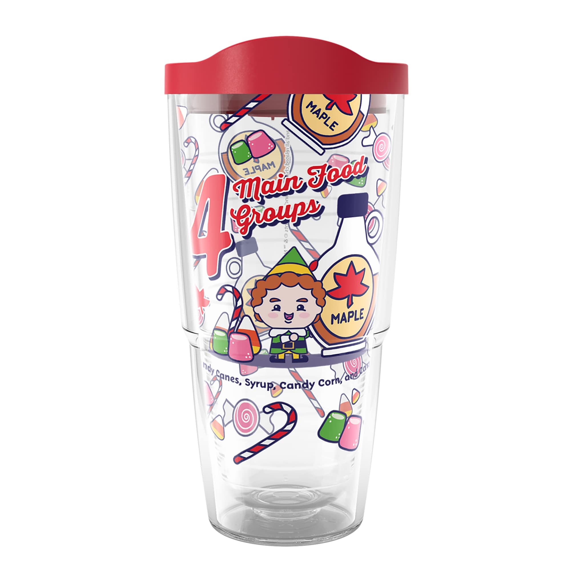 Tervis Elf Christmas Holiday 4 Four Main Food Groups Made in USA Double Walled Insulated Travel Tumbler, Classic