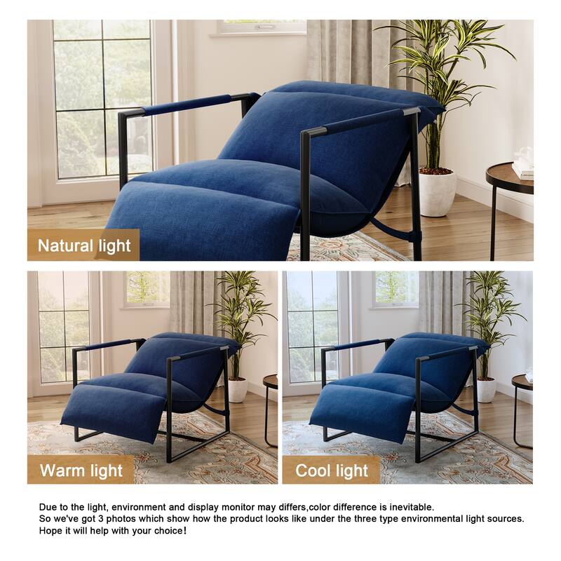 Metal Sling Accent Chair Armchair with Adjustable Headrest