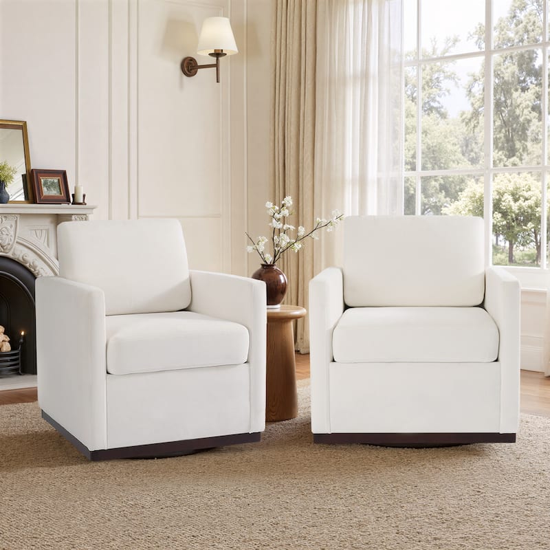 Set of 2 Modern Swivel Accent Armchairs Upholstered Arm Chairs