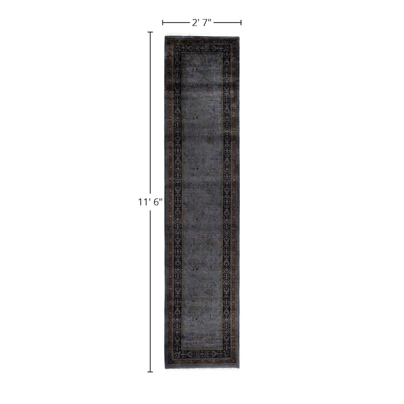 Overdyed One-of-a-Kind Hand-Knotted Area Rug - Gray - 2' 7" x 11' 6"