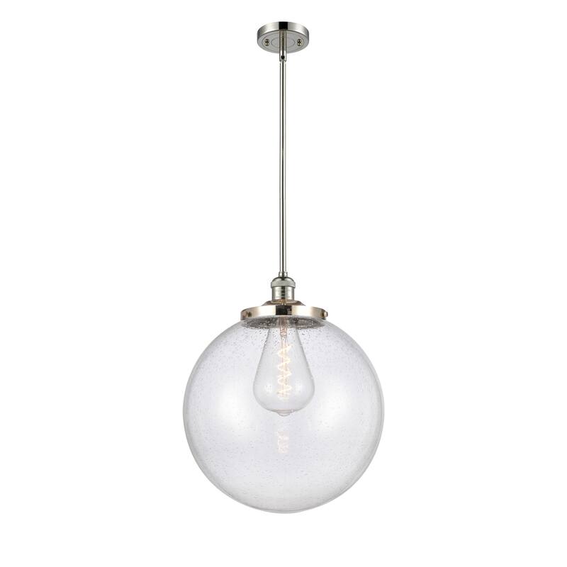 Innovations Lighting Franklin Restoration Beacon - 1 Light 16" Stem Hung Pendant - Polished Nickel/Seedy