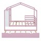 preview thumbnail 4 of 12, Pink Twin Size Solid Wood House Bed with Trundle and Writing Board for Kids