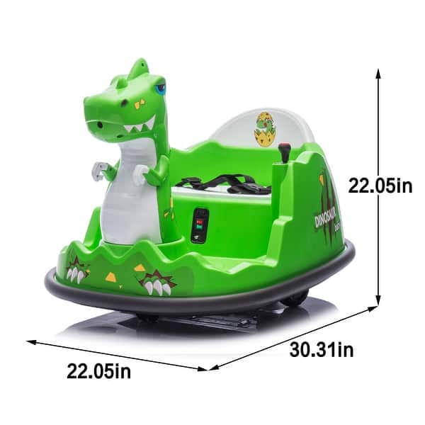 12V Kids Ride On Bumper Car W/Parents Control,Dinosaur Shape & Element Design