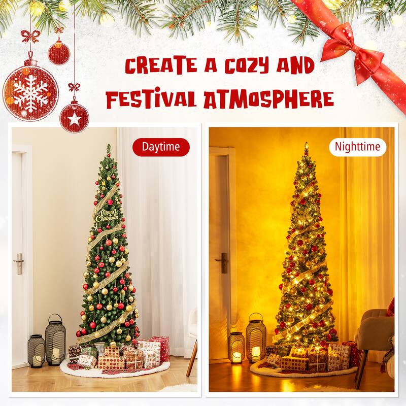 Gymax 6/7/8 FT Pencil Christmas Tree w392/523/671 Memory Wire Branch - See Details