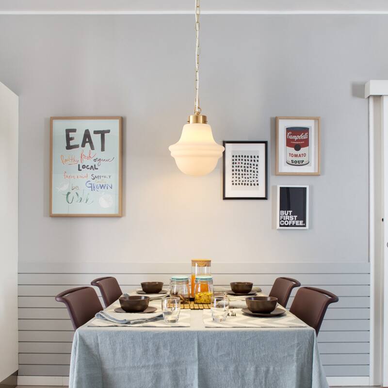 1- Light 8.26'' Wide Dimmable White Milk Glass Pendant