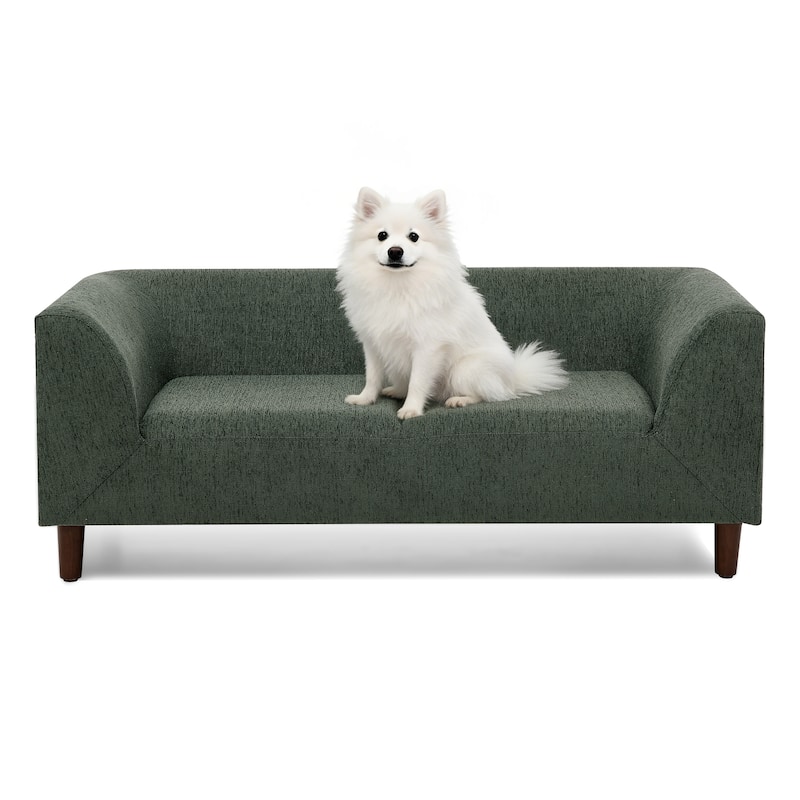 Pet sofa with backrest and armrests, rectangular pet sofa suitable for small and medium dogs, soft cushion comfortable dog sofa
