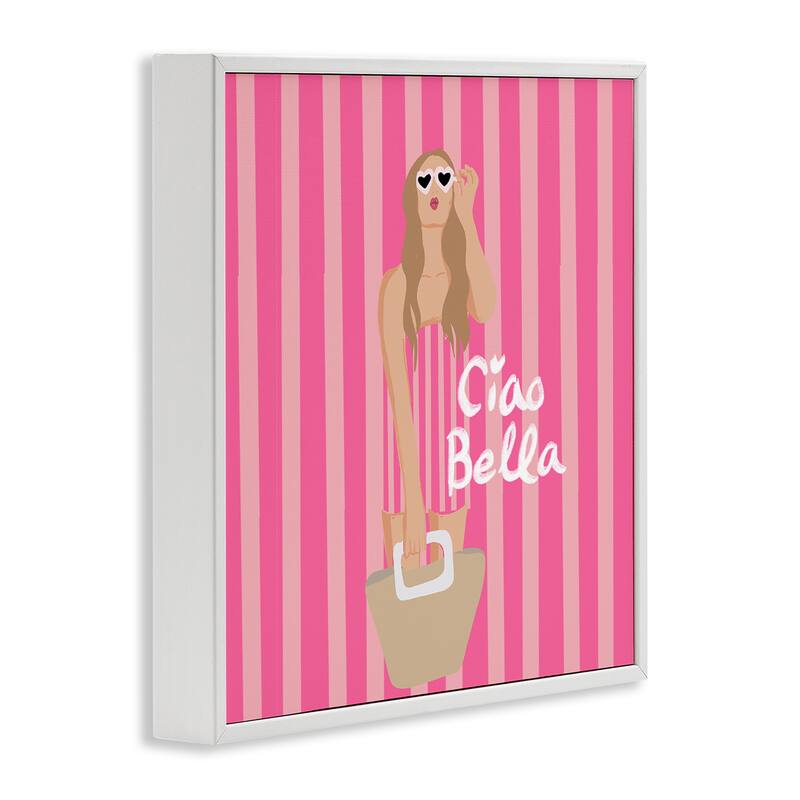 Stupell Pink Striped Glam Girl Framed Giclee Art Design By Chen Alyesh