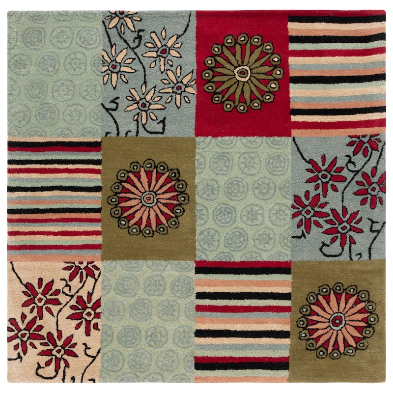 SAFAVIEH Handmade Soho Ashlie Patchwork N.Z. Wool Rug - 6' Square - Multi