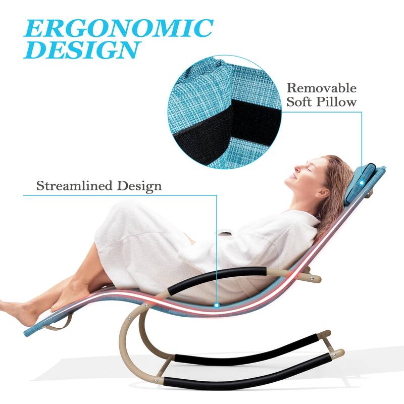 Outdoor Patio Rocking Chairs Curved Rocker Chaise Lounge Chairs (Set of 2) - 57.87" L x 24.70" W x 35.43" H