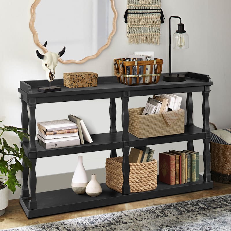 Console Table with three-Tier Open Storage Spaces